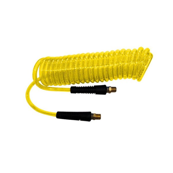 Interstate Pneumatics Yellow Polyurethane Recoil Hose 1/4 Inch x 50 feet Swivel Fittings HR54-050